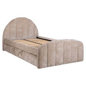 Seng Pixie – Clay Chenille 120×200 cm med uttrekksseng, polstret design