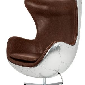 Lenestol Egon Aviator PU – roterende lenestol i brun kunstskinn med gyngemekanisme, siste stk i kolleksjonen