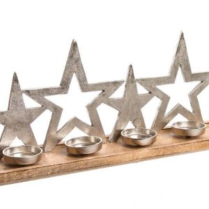 Stor Adventslysestake i Tre m/stjerner 66cm, julepynt